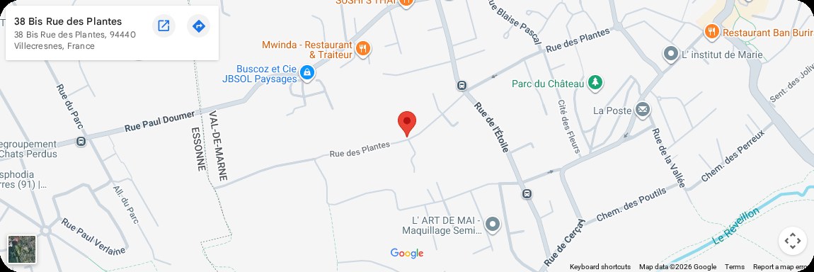 Carte du studio LK Body Paris, 38 Bis Rue des Plantes à Villecresnes